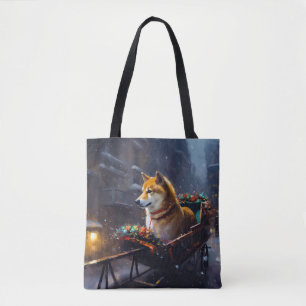 Tote Bag Shiba Inu période de fêtes de Noël 