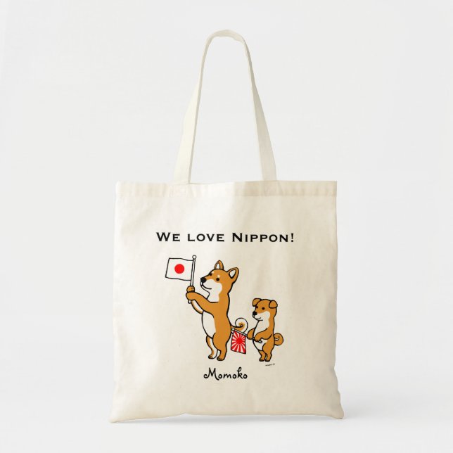 Tote Bag Shiba personnalisé Inus et drapeaux japonais (Devant)