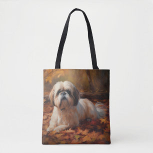 Tote Bag Shih Tzu à l'automne Feuilles automne Inspire