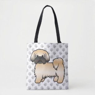 Tote Bag Shih Tzu de dessin animé chien et pattes couleur o