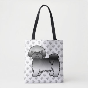 Tote Bag Shih Tzu gris mignon chien de dessin animé & patte