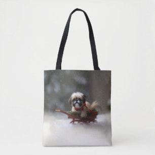 Tote Bag Shih Tzu hiver neige de Noël
