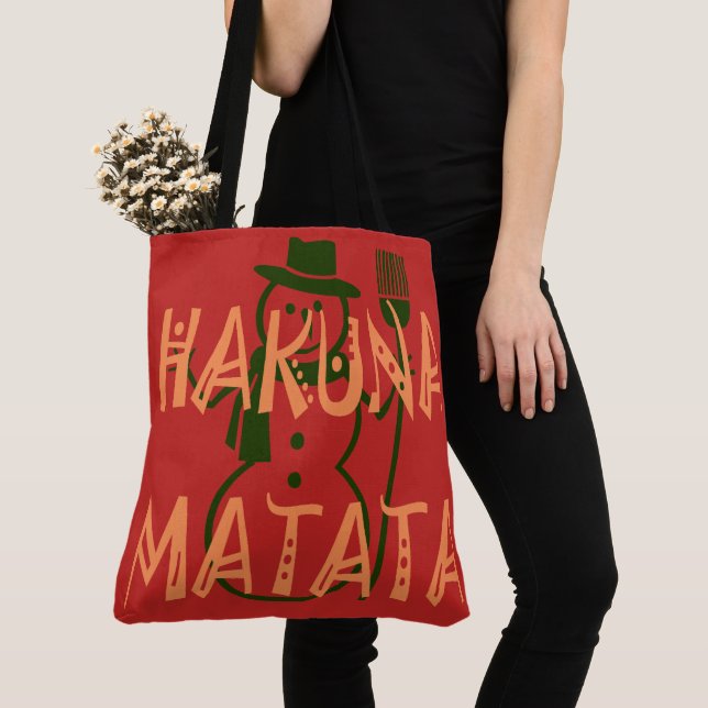 Tote Bag Shopping pour Noël Snowman Hakuna Matata style (De près)