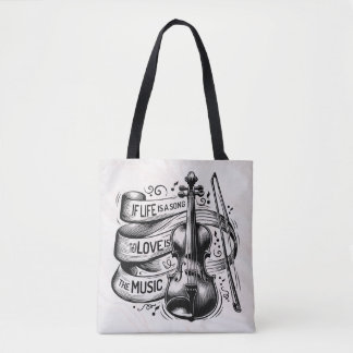 Tote Bag Si la vie est une chanson, l'amour est la musique