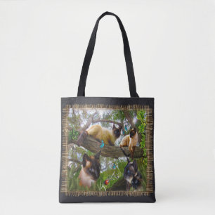Tote Bag Siamese Sophie joue dans son jardin