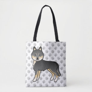 Tote Bag Siberian Husky noir et feu, chien de dessin animé