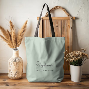 Tote Bag Signature Minimaliste Moderne Vert Sauge