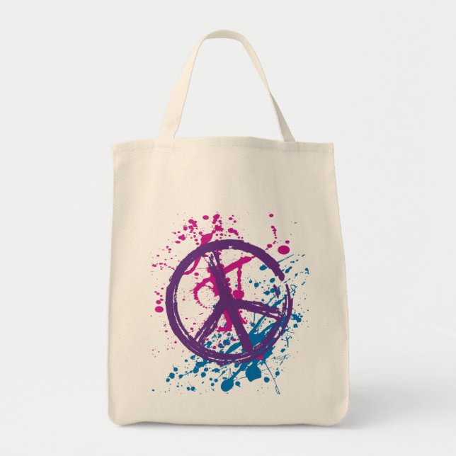 TOTE BAG SIGNE DE PAIX DE GRUNGE ET D'ÉCLABOUSSURE (Devant)