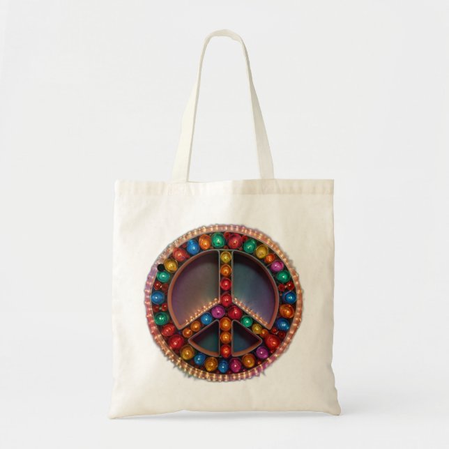 Tote Bag signe de paix éclairé par des lumières (Devant)