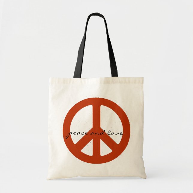 Tote Bag signe de paix, hippie rétro (Devant)
