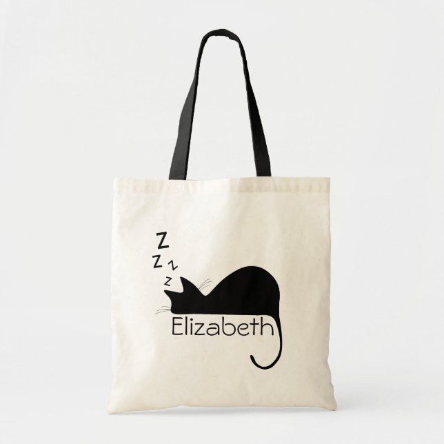 Tote Bag Silhouette de chat couché personnalisé (Devant)