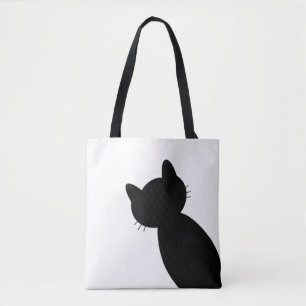Tote Bag Silhouette de chat noir et blanc
