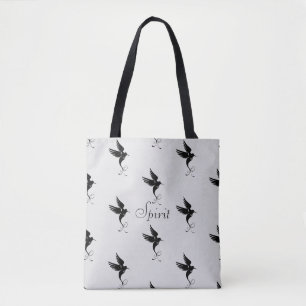 Tote Bag Silhouette de colibri sur couleur argent