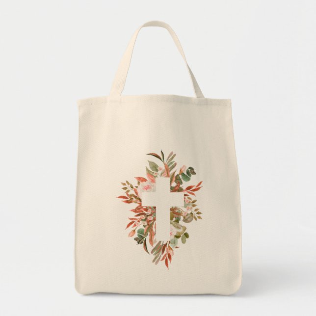 Tote Bag Silhouette de la croix florale (Devant)