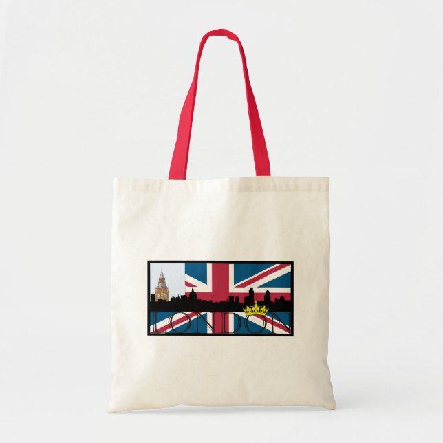 Tote Bag Silhouette de Londres et d'Union Jack (Devant)