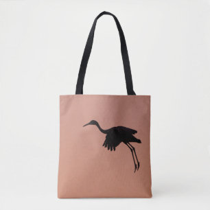 Tote Bag Silhouette de Sandhill sur ciel rose couché de sol