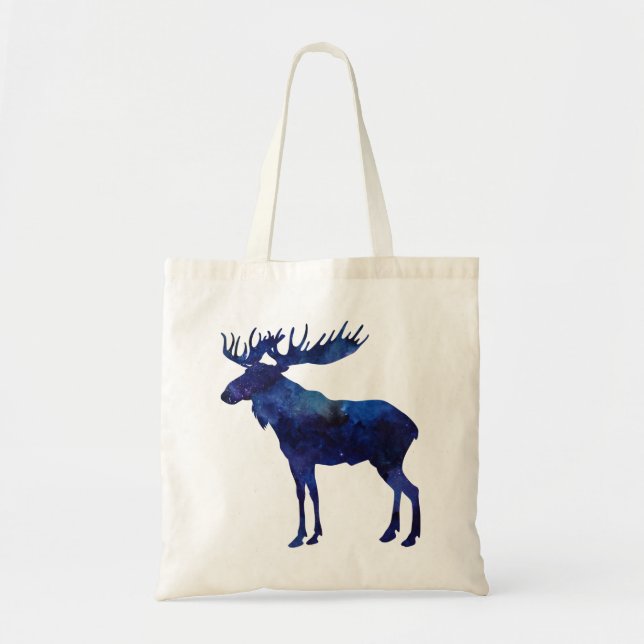 Tote Bag Silhouette d'orignal bleu (Devant)