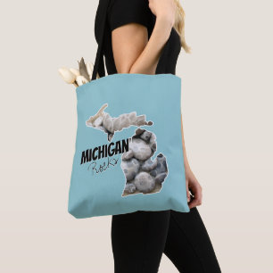 Tote Bag Silhouette Du Michigan Remplie De Pierres De Petos
