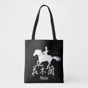 Tote Bag Silhouette du vent noir de Mulan Riding