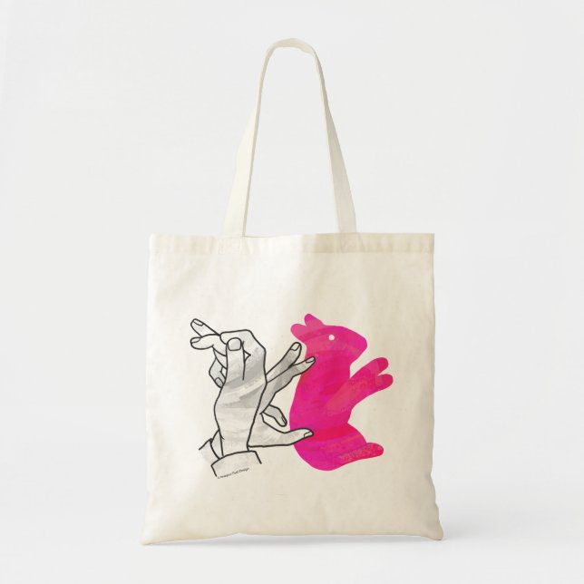 Tote Bag Silhouette main Rabbit rose (Devant)