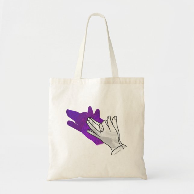 Tote Bag Silhouette main Wolf pourpre (Devant)