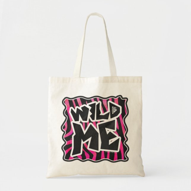 Tote Bag Silhouette noir et rose chaud Zèbre (Devant)