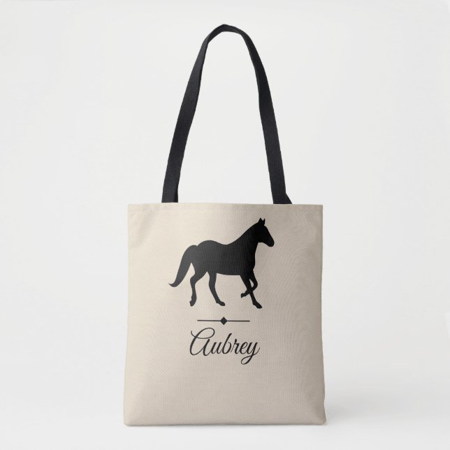 Tote Bag Silhouette noire élégante | de cheval personnalisé (Devant)