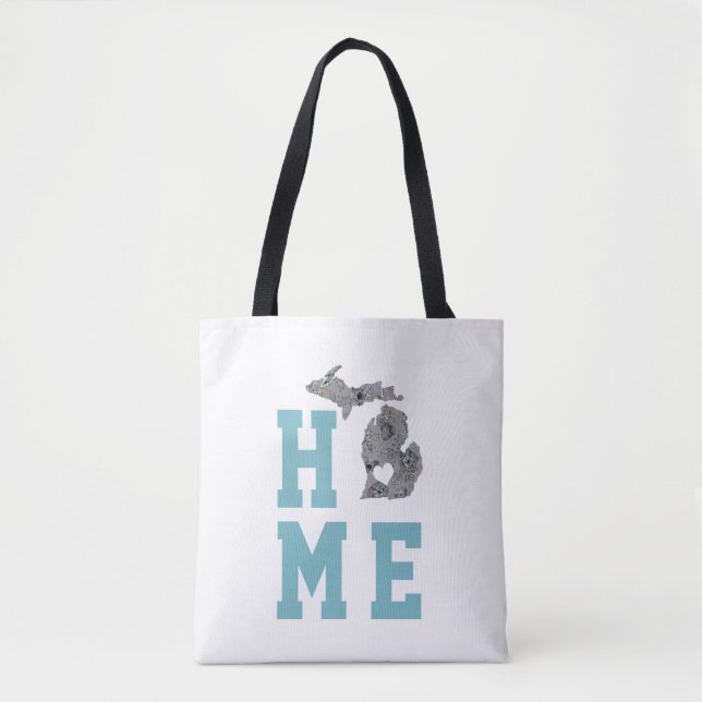 Tote Bag Silhouette remplie de fleurs du Michigan (Devant)