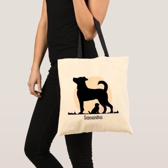 Tote Bag Silhouette rustique de Maman & Pup avec l'obligati (Devant (produit))