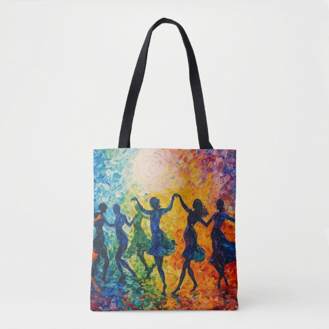 Tote Bag Silhouettes colorées dansant (Devant)