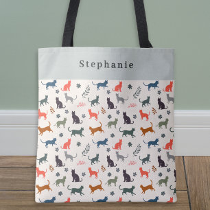 Tote Bag Silhouettes de chat Motif animal Personnalisé mode