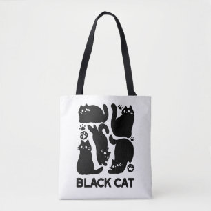 Tote Bag Silhouettes de chat noir - Design Feline mignon
