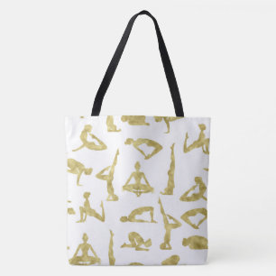 Tote Bag Silhouettes en or Faux Pots de Yoga