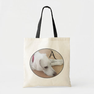 Tote Bag Simple Adorable simple initiale chien blanc noir