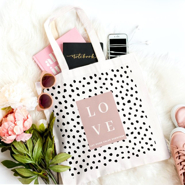 Tote Bag Simple AMOUR Noir & Rose |Laissez notre valeur à t (Créateur téléchargé)