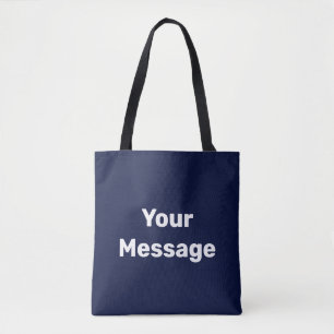 Tote Bag Simple bleu foncé blanc Votre message Modèle texte