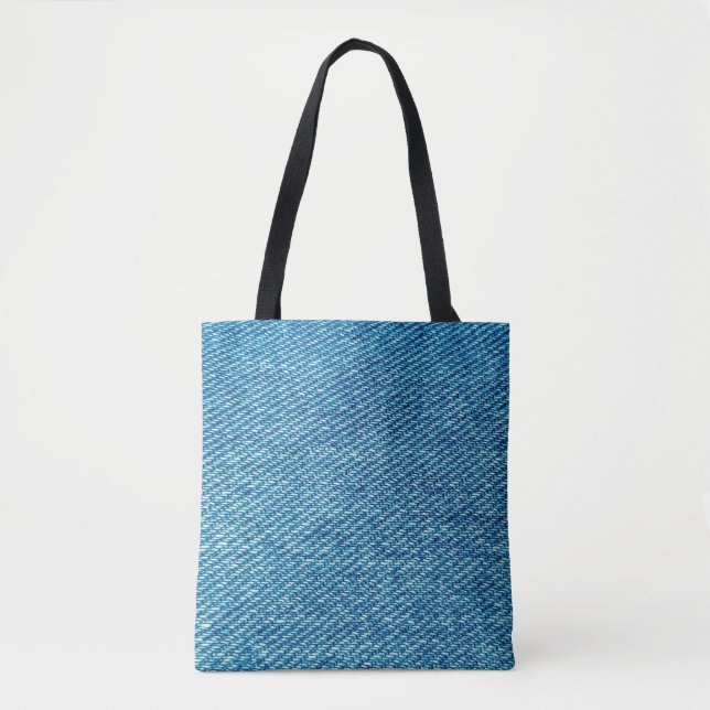 Tote Bag Simple Blue Jeans Denim Textile Textile Textile| (Devant)