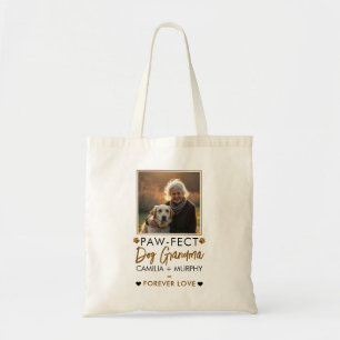 Tote Bag Simple Brown & noir Texte Chien Grandma Photo
