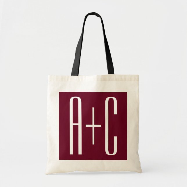 Tote Bag Simple Couples | White & Burgundy (Devant)