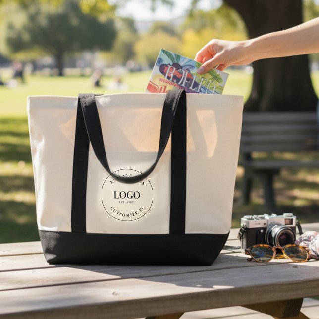 Tote Bag Simple Custom Large Business Logo  (Business tote bag with logo.)