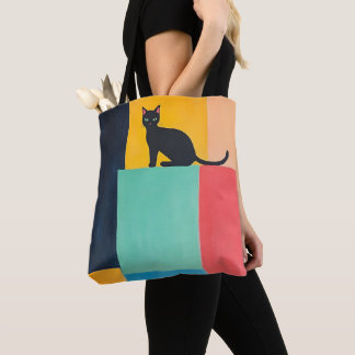 Tote Bag Simple Design Black Cat