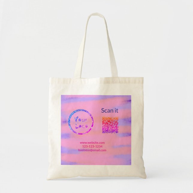 Tote Bag Simple minimum q r code ajouter logo code d'analys (Devant)