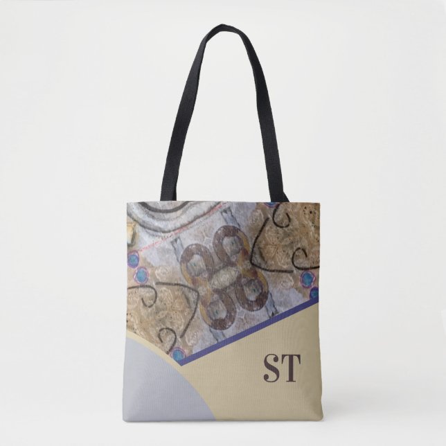 Tote Bag Simple moderne avec accents abstraits Initiales (Devant)
