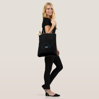 Tote Bag Simple moderne élégant noir et blanc Monogramme
