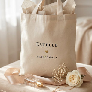 Tote Bag Simple Monogramme et Cœur en Or 