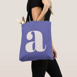 Tote Bag Simple Monogramme Initial Retro Violet Gras Tendan