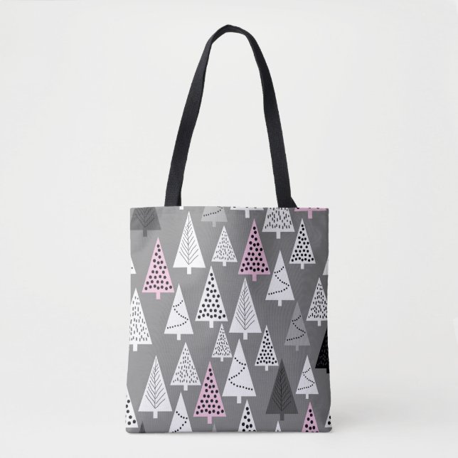 Tote Bag Simple motif de Noël. gris et blanc Abstrait  (Devant)
