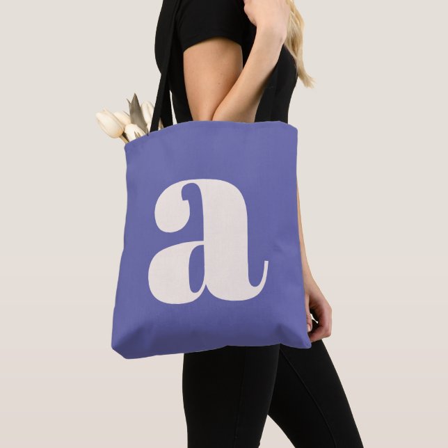 Tote Bag Simple tendance violet gras monogramme rétro initi (De près)