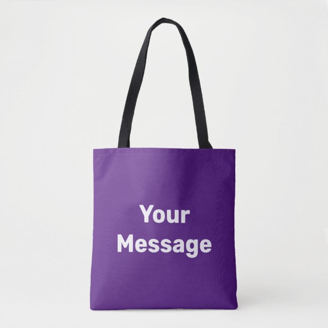 Tote Bag Simple violet et blanc Modèle de texte de votre me (Devant)