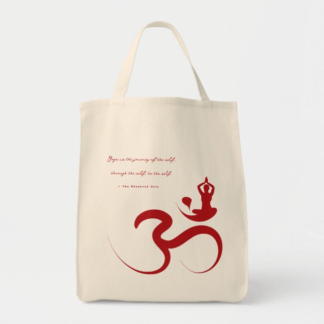 Tote Bag Simple Zen Yoga Om Calligraphie Silhouette Logo Sa (Devant)